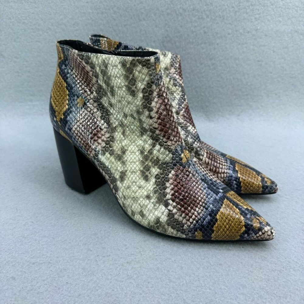 Jeffrey Campbell Kiani Ankle Booties Snakeskin Leather Size 10